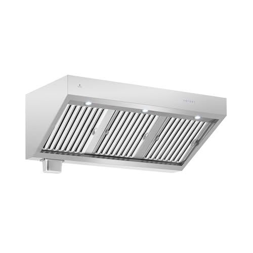 Royal Catering Campana de aspiración profesional con motor, regulador, filtro e iluminación - 140 cm - 1500 m³/h - 4 niveles de velocidad, 3 x 3W LED, apagado automático de 3 minutos