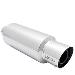 Megan Racing M-GT Style Weld-on Exhaust Stainless Muffler w/Silver Chrome Finish Round Tip