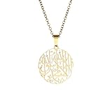 ZUDO Shahada Calligraphy Necklace - Islamic Kalima Pendant for Men & Women | 18K Gold, Silver Rhodium, or Black PVD Coated Stainless Steel | Faith-Inspired Jewelry