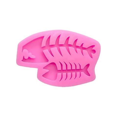 Guratapa Shiny Glossy Fish Skeleton Shape Silicone Molds for DIY Craft Keychain Polymer Clay Mold Necklace Epoxy Pendant Jewellery Resin Crafting Making Cake Decoration Fondant Mould (Fish Bone) Cover