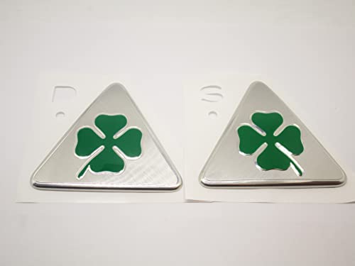 2 LOGHI (dx e sx) QUADRIFOGLIO VERDE SU FONDO ARGENTO ( COME DA FOTO)