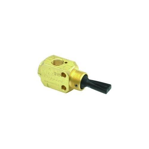 Clippard TV-4DMP 3-Position 4-Way Valve, Plastic Toggle, 1/8" NPT, 4.5 SCFM at 50 PSIG, 7.5 SCFM at 100 PSIG