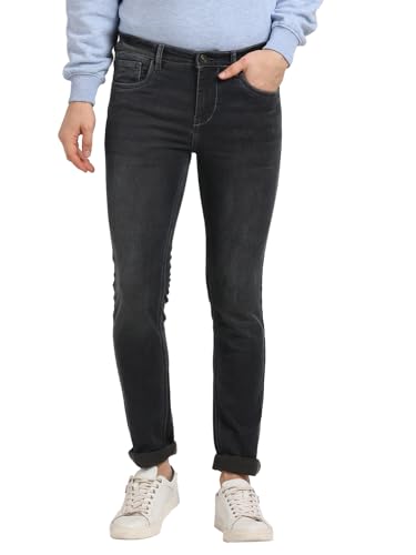 Image of Turtle Men Cotton Stretch Narrow Fit Dark Grey Jeans||Men's Jeans||Men's Denim||Stretchable Jeans