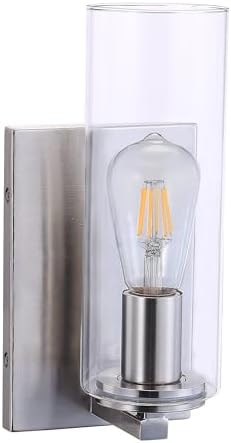 Minka Lavery 4041-84 Acacia Clear Glass Wall Sconce Wall Mount Lighting Fixture, 1-Light 60 Watt, 11" H x 5" W, Brushed Nickel