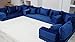 Velvet Royal Blue Color U Shaped Floor Seating, Velvet Floor Sofa, Velvet Floor Couch, Sectional Sofas, Velvet Floor Cushion, Bench Cushion (U Sofa Only)