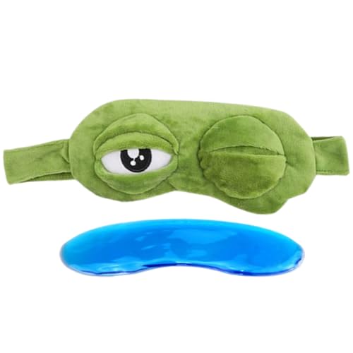 Cute Green Frog 3D Eye - Fluff Face Sleeping Funny Funny Novelty Frog Ojos De La Rana Cubierta De La Noche De La Noche De Ojos Viajes