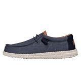 HEYDUDE Men Wally Washed Canvas Blue Casual Moccasin 44 EU