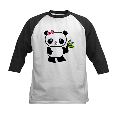 CafePress Cute Panda Kids Baseball Jersey Kids Cotton Baseball Jersey, 3/4 Raglan Sleeve Shirt Black/White