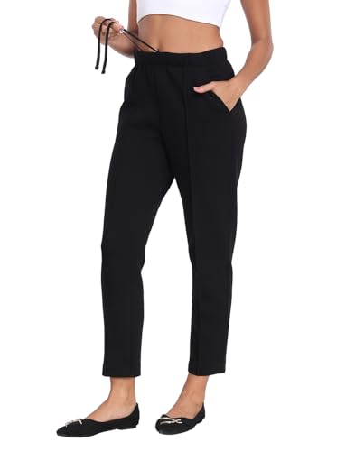 HDE Women's Pull On Pintuck Pants Casual Travel Dressy Sweatpants with Pockets3