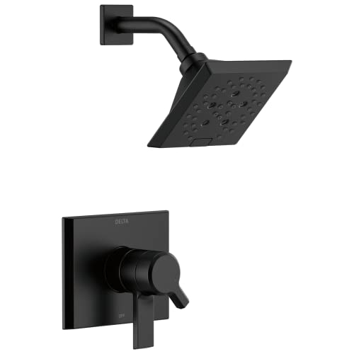 Delta Faucet Pivotal 17 Series Dual-Function Shower Faucet, Shower Trim Kit, 5-Spray H2Okinetic Shower Head, Matte Black T17299-BL (Valve Not Included) by DELTA - Used condition - US$189.44