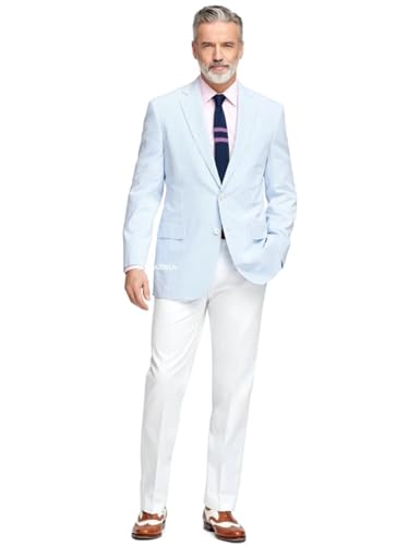 EMERAIDVLN Mens Seersucker Blazer Jacket 2 Button Casual Lightweight Suit Blazers Beach Wedding Striped Sport Coats4