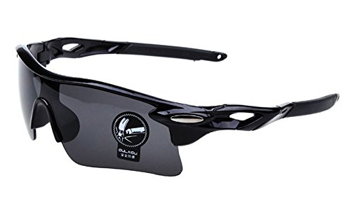 超軽量 スポーツ サングラス UVカット ランニング ゴルフ 自転車 レジャー レンズ アウトドア 男女兼用 ケース付き (ブラック(黒レンズ))