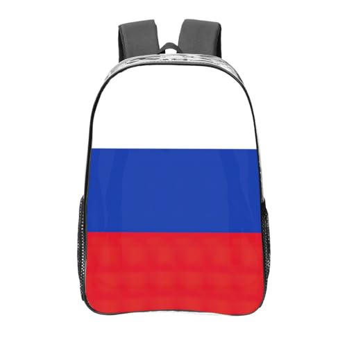 Sac à dos transparent avec drapeau russe noir et poches taille unique