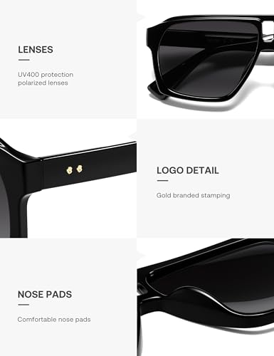 Image of SOJOS Trendy Polarized Aviator Sunglasses for Women Men,Fashion Square Aviators Shades Vintage Style UV400 Protected SJ2699
