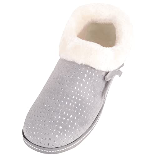 Chaussons d'hiver femme doublés fausse fourrure pantoufles argent 41