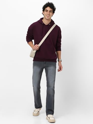 Image of Urbano Fashion Men's Cotton Solid Oversized Hooded Neck Sweatshirt