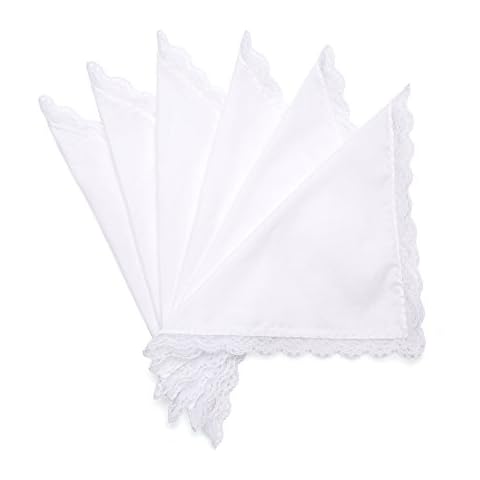 SelectedHanky Women's Wedding Handkerchief with Lace, Ladies Hankies for Embroidery and Wedding Cover