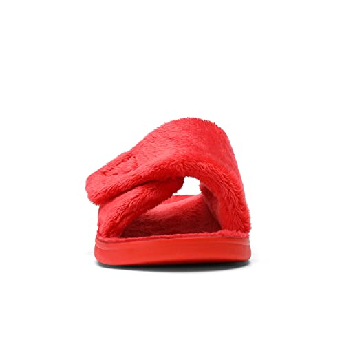 Image of SOLLBEAM Women's Plantar Fasciitis Fuzzy House Orthopedic Adjustable Slippers With Arch Support Orthotic Heel Cup Sandals For Ladies