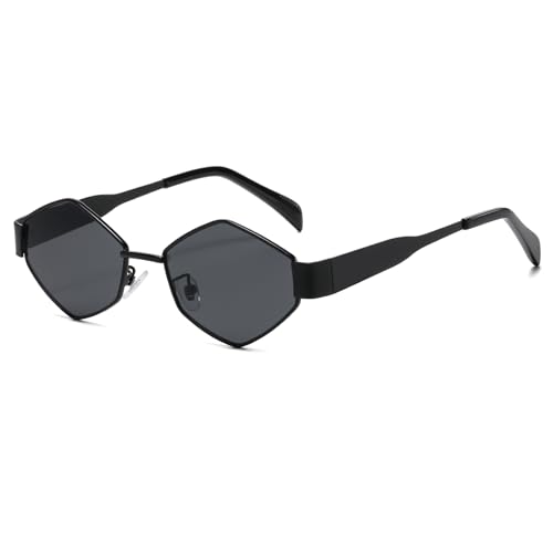 Long Keeper Trendy Hexagonal Sunglasses - Retro Women Men Metal Frame Sunglasses Fashion Small Gold Sun Glasses UV400