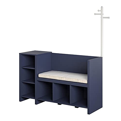 Ameriwood Home Nathan 3 Shelf Storage Bench and Coat Rack in Navy