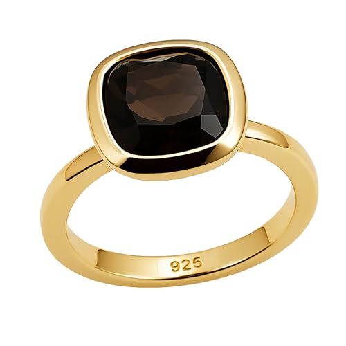 Smoky Quartz Ring for Women, 10mm...