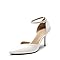 DREAM PAIRS Tacones Altos para Mujer con Tiras, Punta Cerrada, Tacón de Aguja, Correa en el Tobillo, Punta Afila D'Orsay, Zapatos de Fiesta para Boda,Size 38.5,Blanco/PU,SDPU2215W