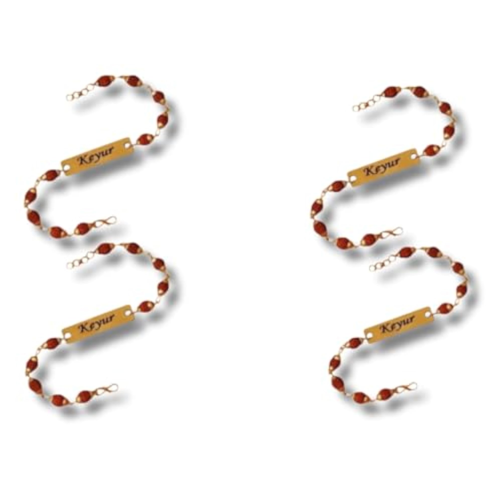 Customised Name Rakhi for Brother, Trendy Artificial Rudraksh Gift