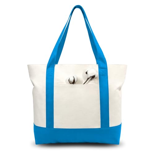 TOPDesign Canvas Tote Bags with External Pocket, Zipper Closure