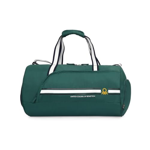 Image of United Colors of Benetton Crusader 32L Duffle Bag - Dark Green, Water-Resistant Gym Bag, with Adjustable Shoulder Strap & Side Pockets, 1-Year Warranty