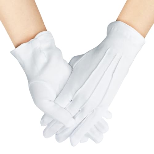NONSOMPLE White Gloves Formal Tuxedo Parade Glove Costume Honor Guard Glove Washable Jewelry Inspection Gloves for Men and Women