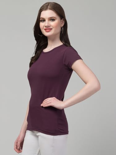 Image of Women's 100% Cotton Plain Regular Fit Round Neck Half Sleeve Tshirt (Solid)