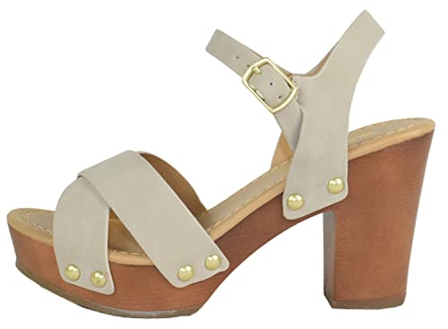 Image of Soda MIGUEL ~ Women Crisscross Band Fashion Chunky Platform Block Mid Heel Sandal with Ankle Strap and Stud