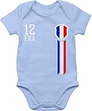 Shirtracer Fussball WM 2022 Fanartikel Baby - 12. Mann Frankreich Fanshirt - 3/6 Monate - Babyblau - Baby Body Frankreich - BZ10 - Baby Body Kurzarm für Jungen und Mädchen