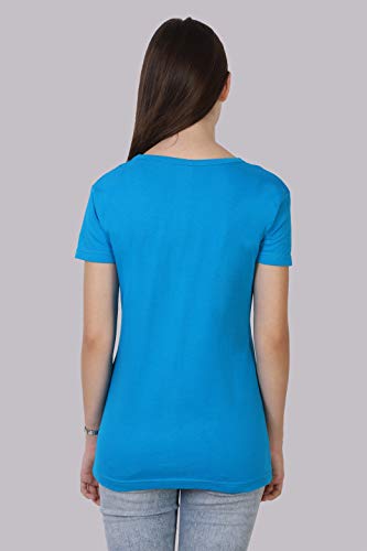 Image of FLEXIMAA Women's Cotton Plain Round Neck Half Sleeve T-Shirt
