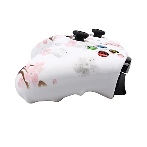 Image of RALAN Cherry Blossoms Skin, Sakura Silicone Controller Cover Skin Protector Compatible for Xbox Ones Controller (Pink Pro Thumb Grip x 2,Cat Grips x 2,Skull Cap x 2).