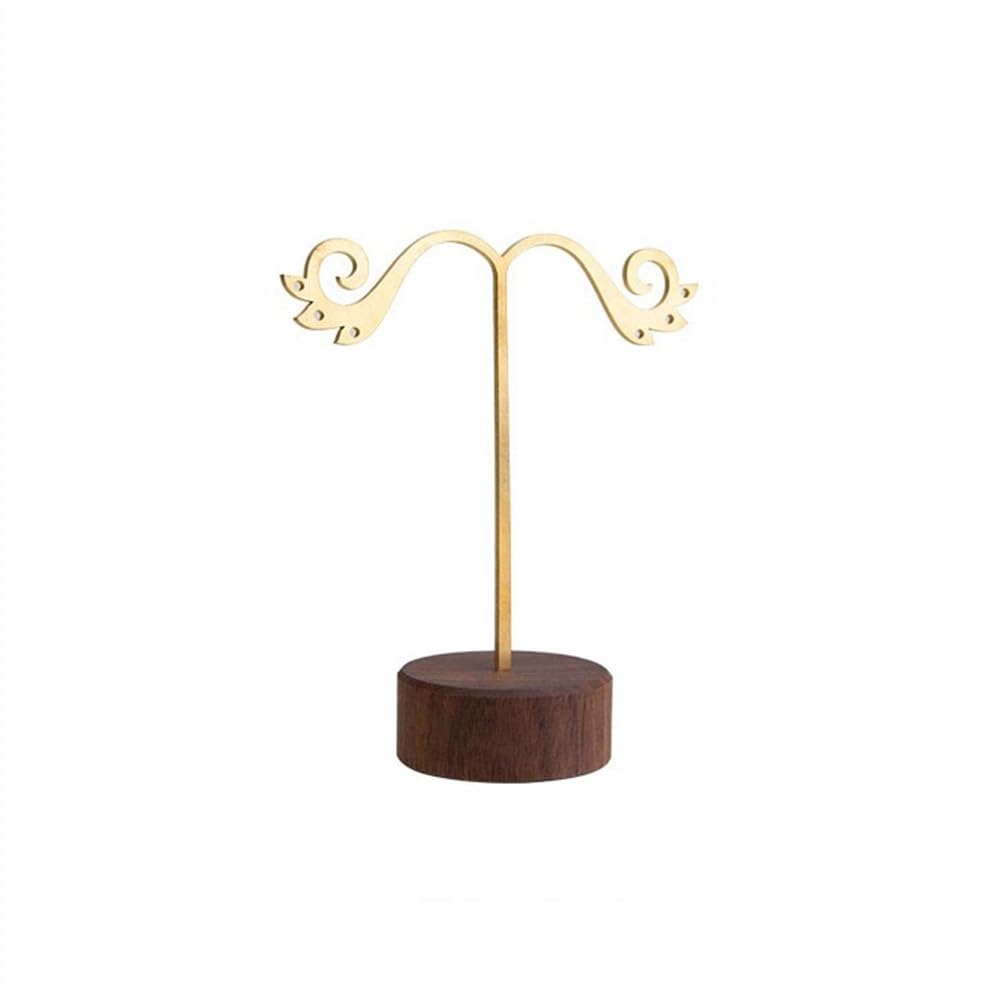 RUNZE765Z Display Stand Jewelry Organizer Creative Earrings Display Rack Shooting Props Retro Styling Wooden Base Jewelry Organizer(Small)