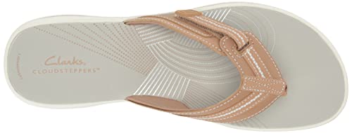 Clarks Women's Brinkley Jazz Flip-Flop, Warm Beige Synthetic, 8 #TOP4