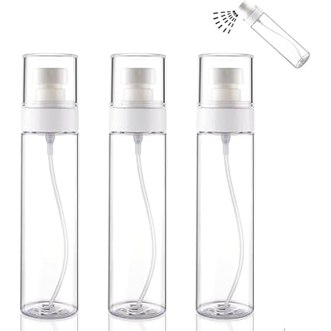 Cosywell Fine Mist Spray Bottles TSA Approved 3.4oz/100ml 3 Pack Leak Proof Travel Size Bottles Refillable Plastic Hair Spray Bottle for Perfume Skincare Toners Water Cosmetics (3Clear) Cover