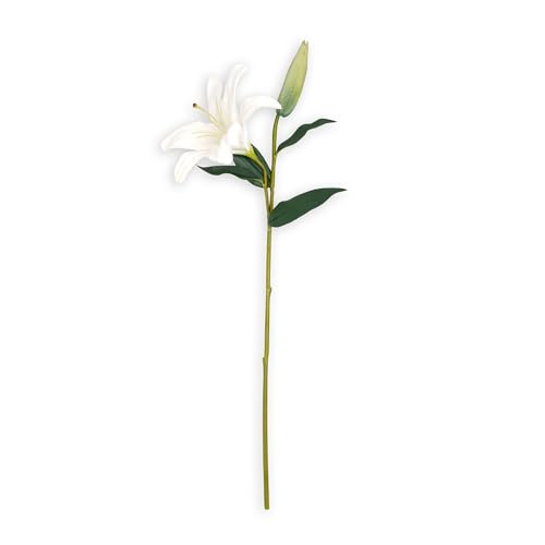 Image of Pure Home + Living White Artificial Tigerlily -(Made of Plastic and fabric) Flowers Sticks for Gifting, Home, Bedroom, Balcony, Living Room,Table Decoration, (Height-65 CM) Pack of 1