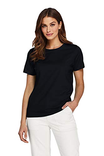Lands' End Women s SS Relaxed Supima Crew Neck T Shirt Black Plus