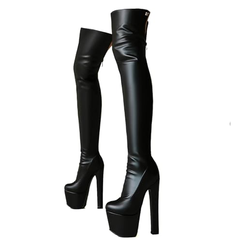 [Ceciloroda] 17cm �E���g���n�C ���q�[�� �|�[���_���X�V���[�Y �X�g���b�`�u�[�c ���� �h���Xy �u�[�c �X�g���b�p ���f�B�[�X �G�i���� Black Size 45