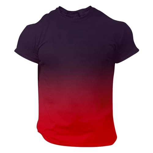 Men Casual Tshirts Gradient Crewneck Summer Short Sleeve Shirts Trendy Loose Street Athletic Running Gym Workout Tees2