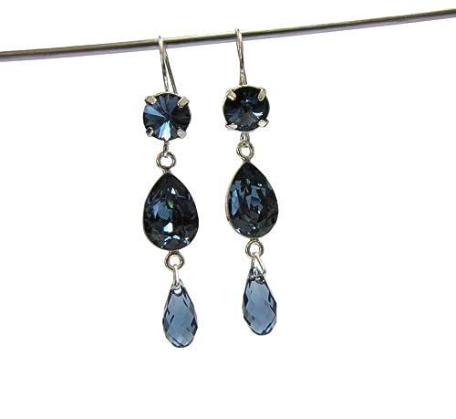 Boucles d'oreilles cristal bleu en argent 925, l'éclat intemporel du cabochon de prestige