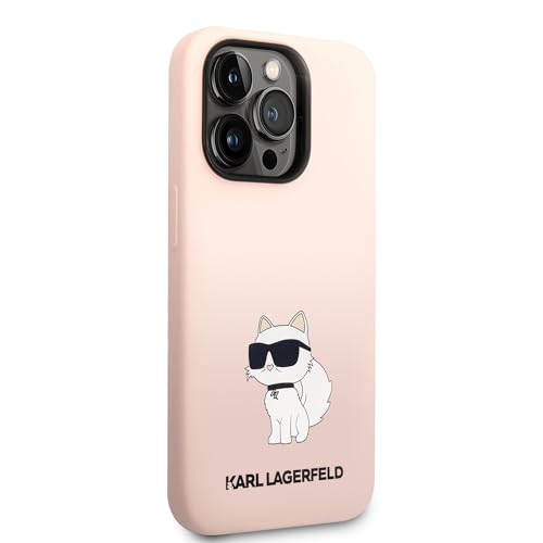 Coque silicone Karl Lagerfeld iPhone 14 Pro rose élégante et chic - 3
