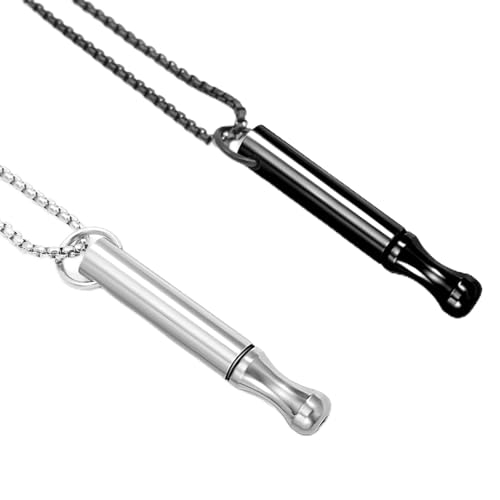 nplaseta 2 Cadenas Respiratorias para Dejar de Fumar, Collar de Alivio de Ansiedad Portátil, Atención Plena de Acero Inoxidable, para Dejar de Fumar Hombres Mujeres