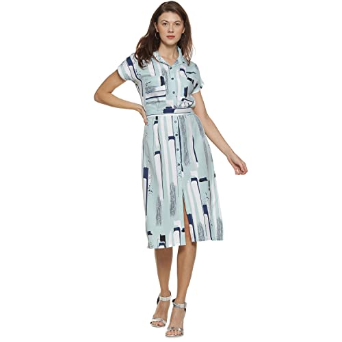 Image of PINACOLADA Women Abstract Print A-line Dress with Patch Pocket