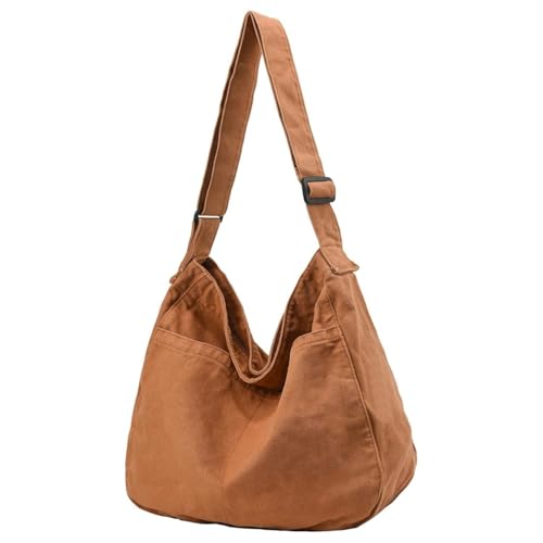 Image of FUOCO Canvas Messenger Bag for Men Women - Vintage Crossbody Sling Bag for Laptop Travel Office College Gym - Aesthetic Shoulder Handbag One Side Tote Bag