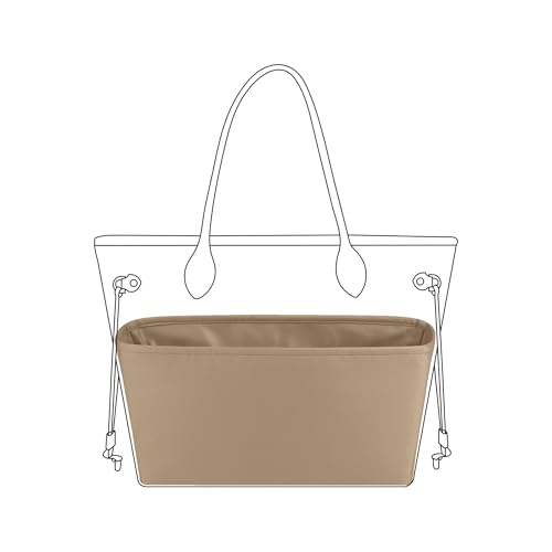 Image of DGAZ Purse Organizer Insert Fits Neverfullbag Mini /PM /MM /GM,Silk Bag Organizer,Luxury Handbag & Tote Shaper(Chai,BB)