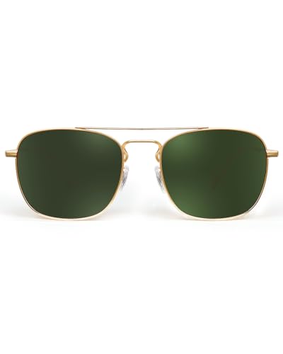 Image of JIM HALO Retro Square Aviator Sunglasses Premium Glass Lens Flat Metal Eyewear Men Women