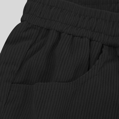 Corduroy Pants Men Cargo Straight Leg Pull On Relaxed Fit Pants Elastic Waist Casual Cargo Pants with Pockets4